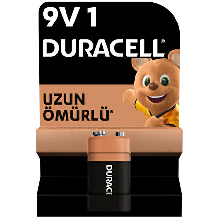 Duracell Alkalin 9V Pil, (6LR61 / MN1604), 1'li Paket 4 ADET