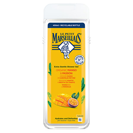 Le Petit Marseillais Organik Mango & Çarkıfelek Meyveli Duş Jeli 400Ml 4 ADET