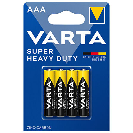 Varta Super Heavy Duty AAA İnce Kalem Pil 4'lü Paket (Çinko)