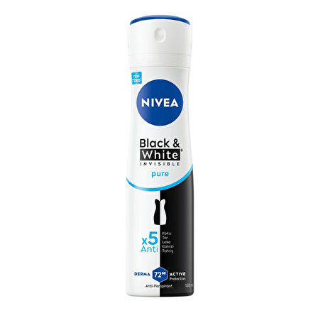 NIVEA Kadın Sprey Deodorant Black&White Invisible Pure 150 ml