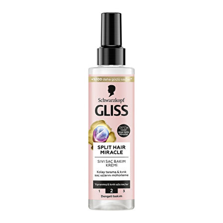 Gliss Split Hair Miracle Kırık Uçları Mühürleyen Sıvı Saç Bakım Kremi - İyonik Kompleks ve Üzüm Çekirdeği Yağı ile 200 ml