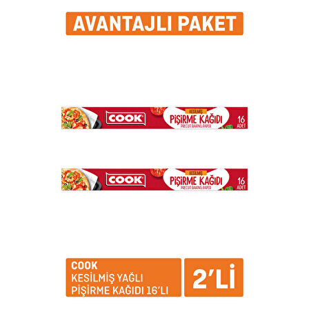 Cook Kesilmiş Yağlı Pişirme Kağıdı 2x16'lı