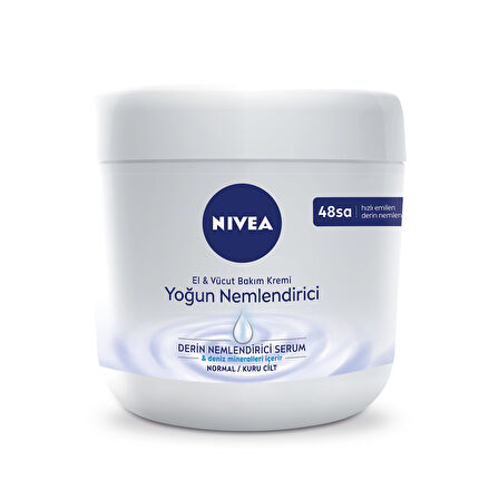 NIVEA Yoğun Nemlendirici El & Vücut Bakım Kremi, Normal / Kuru Ciltler 48 Saat Nemlendirme 400ml