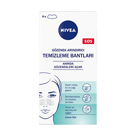 NIVEA Siyah Nokta & T-Bölgesi Temizleyici Yüz Bantları 4'lü