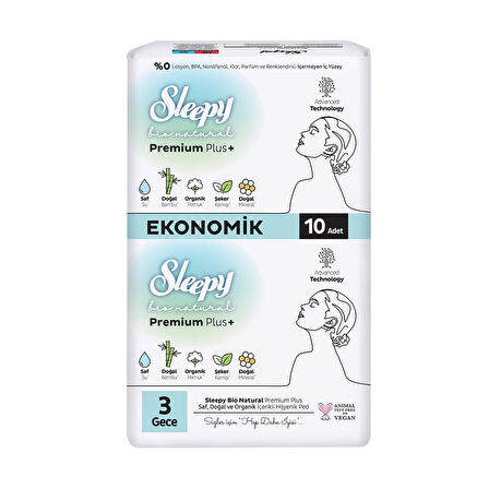 Sleepy Bio Premium Eco Hijyenik Ped Gece 10'lu