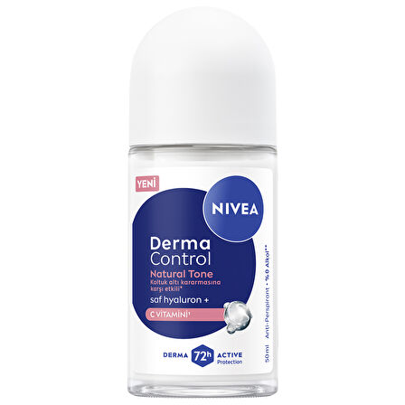 NIVEA Kadın Roll-on Deodorant Derma Control Natural Tone Koltuk Altı Kararmasına Karşı 50 Ml