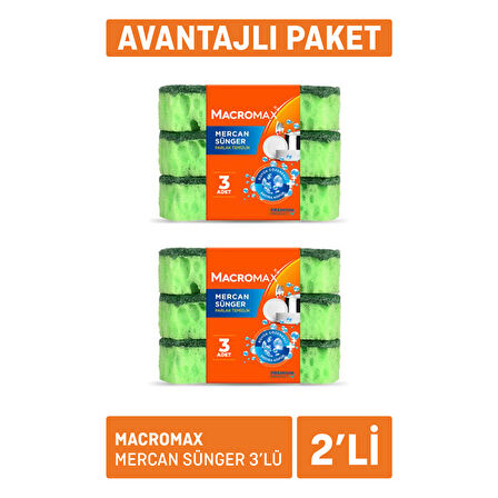 Macromax Mercan Sünger 2 x 3'lü