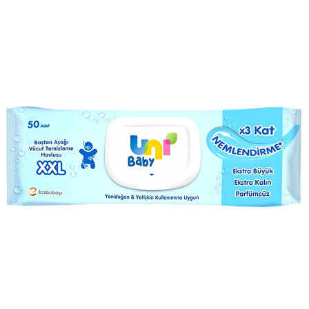 Uni Baby Vücut Temizleme Havlusu XXL 50'li