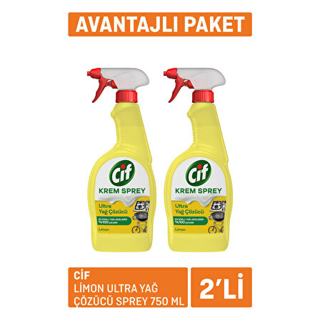 Cif Limon Ultra Yağ Çözücü Sprey 2 x 750 Ml