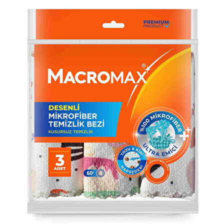 Macromax Desenli Mikrofiber Bezi 3'lü
