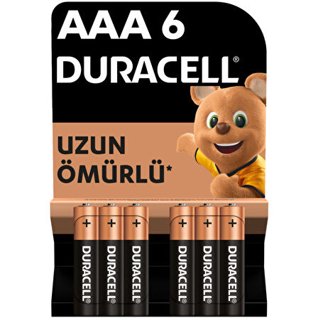 Duracell Alkalin AAA İnce Kalem Pil 1,5 V (LR03 / MN2400) 6 lı Paket 2 ADET