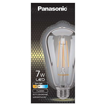 Panasonic E27 Led Fılaman ST64 Rustik Sarı Işık 2 ADET