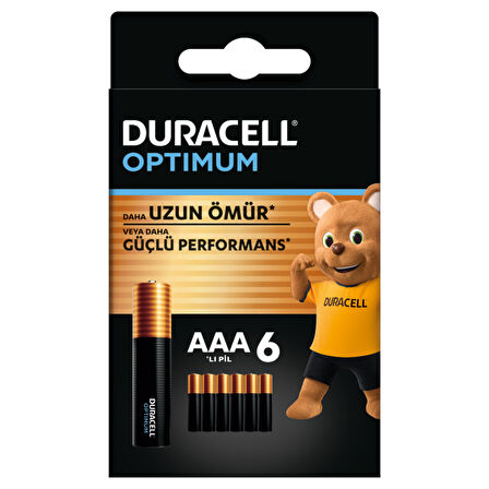 Duracell Optimum AAA Alkalin İnce Kalem Pil 1,5 V (LR03 / MN2400) 6 lı Paket 2 ADET