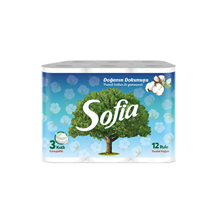 Sofia Pamuk Katkılı Tuvalet Kağıdı 12'li 2 ADET