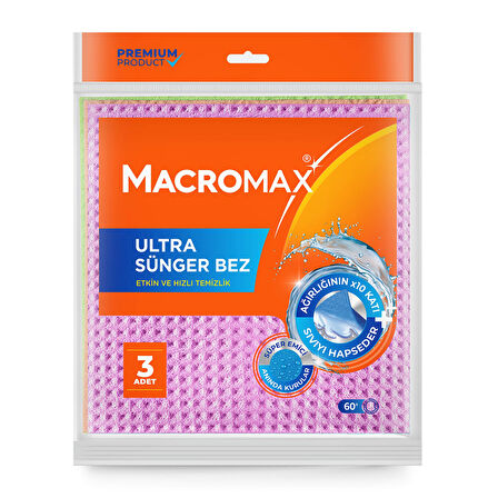 Macromax Ultra Sünger Temizlik Bezi 3'lü 2 ADET