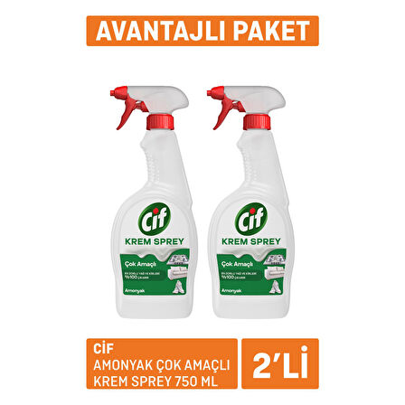 Cif Amonyak Çok Amaçlı Krem Sprey 2x750 Ml 2 ADET