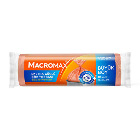 Macromax Extra Güçlü Çöp Torbası Büyük Boy 10'lu 2 ADET