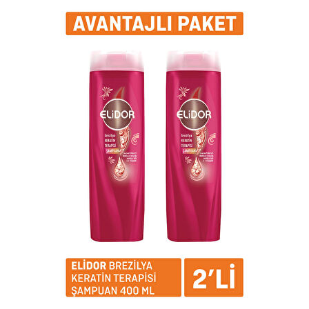 Elidor Brezilya Keratin Terapisi Şampuan 2 x 400Ml 2 ADET