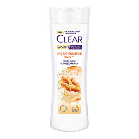 Clear Women Kepeğe Karşı Etkili Şampuan Saç Dökülmesine Karşı Zencefil Özü 350 ml 2 ADET