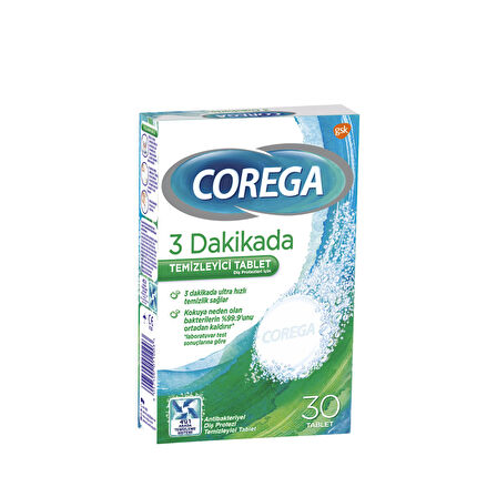 Corega Diş Protezi Temizleyici Tablet 30'lu 2 ADET