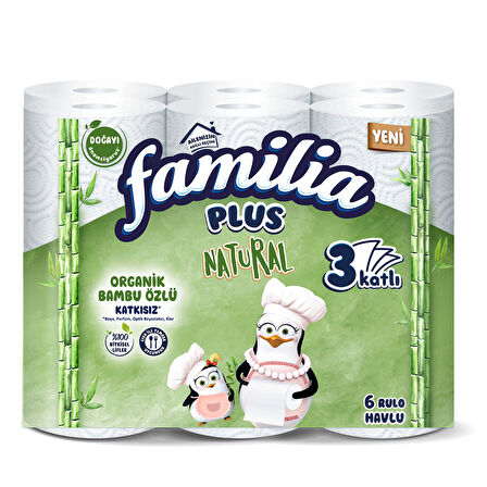 Familia Plus Natural Havlu 6'lı 3 ADET