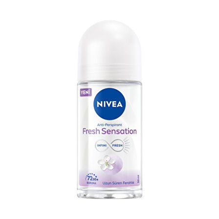 NIVEA Fresh Sensation Kadın Roll on Deodorant, 72 Saat Anti-perspirant Koruma, 50ml 3 ADET