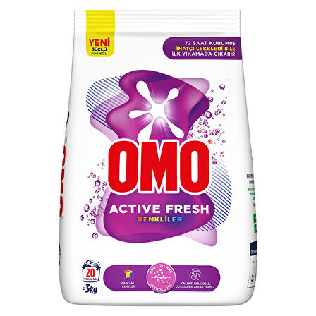 Omo Active Fresh Toz Çamaşır Deterjanı Renkliler 3 KG 20 Yıkama 3 ADET