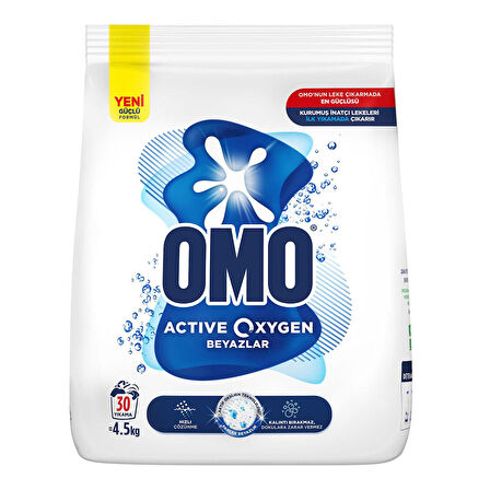 Omo Active Oxygen Toz Çamaşır Deterjanı Beyazlar 4.5 KG 30 Yıkama 3 ADET