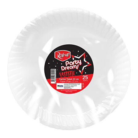 Roll-Up Party Dreams Karton Tabak Beyaz 25'li 22 Cm 3 ADET