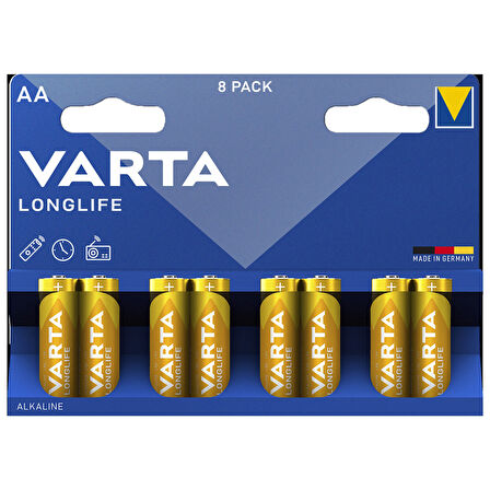 Varta Longlife AA Kalem Alkalin Pil Paket 8'li 3 ADET