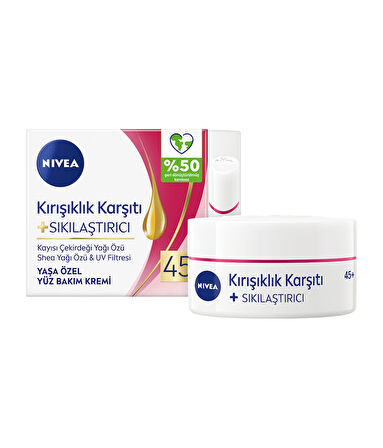 NIVEA Kırışıklık Karşıtı + Sıkılaştırıcı Krem 45+ Yaş 50ml 3 ADET