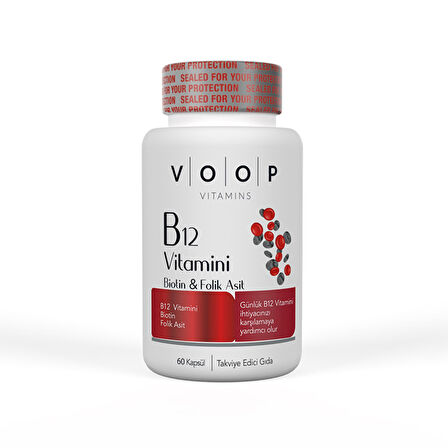 Voop Vitamin B12 Biotin ve Folik Asit 60 Kapsül 3 ADET