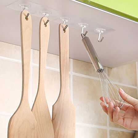 Süper Güçlü Yapışkanlı Suya Dayanıklı Şeffaf Askı 5li Set Yeniden Kullanılabilir Kancalar-Findit