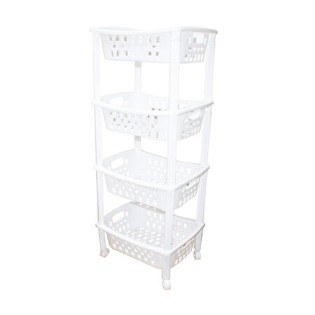 4 KATLI SEPET DÜZENLEYİCİ - RAF ÜNİTESİ TEKERLEKLİ 400X295X960MM-Findit