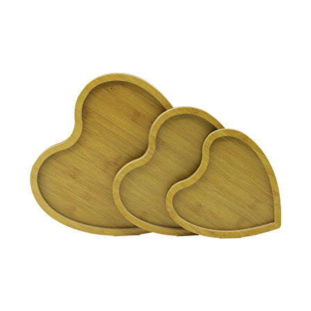KALPLİ - 3LÜ SET  AHŞAP MDF  SUNUM TEPSİ SETİ 18X19--22X23--27X28CM-Findit
