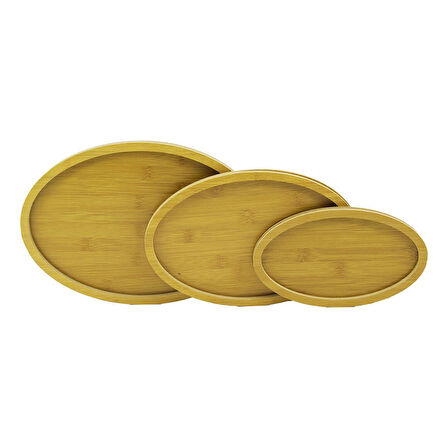 OVAL - 3LÜ SET   AHŞAP MDF  SUNUM TEPSİ SETİ  14X23.5CM - 19.5X29.5CM - 23.5X33.5CM-Findit