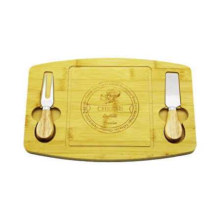 BIÇAK SAĞ-SOL 19X29CM -1.5CM AHŞAP BAMBU KAHVALTI PEYNİR SUNUM TABAK 2PEYNİR BIÇAK=AHŞAP SAPLI-Findit