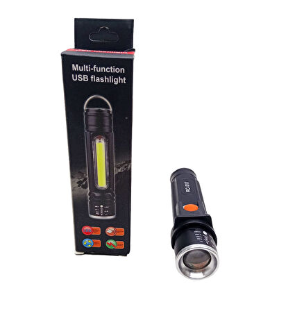 ZOMLU USB ŞARJLI EL FENERİ METAL KASA-Findit