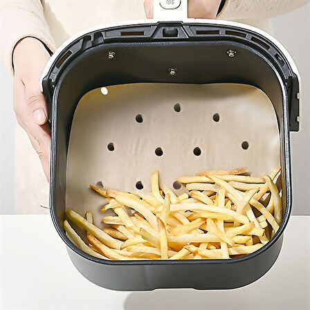 100 Adet Air Fryer Pişirme Kağıdı Tek Kullanımlık Hava Fritöz Yapışmaz Yağlı Kağıt Delikli  Model-Findit