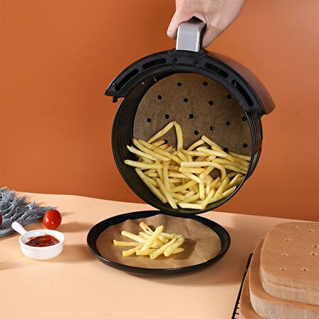 100 Adet  Airfryer Pişirme Kağıdı Tek Kullanımlık Hava Fritözü Yuvarlak Delikli Model-Findit