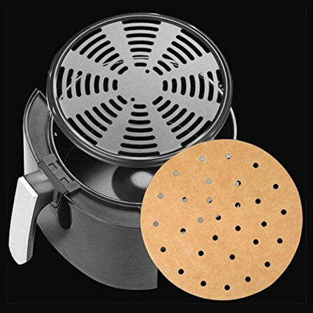 100 Adet  Airfryer Pişirme Kağıdı Tek Kullanımlık Hava Fritözü Yuvarlak Delikli Model-Findit