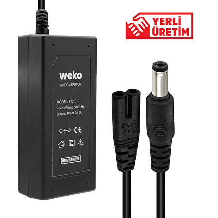 24 VOLT - 2 AMPER PLASTİK KASA MASAÜSTÜ ADAPTÖR 5.5 X 2.5 UÇ YERLİ ÜRETİM-Findit