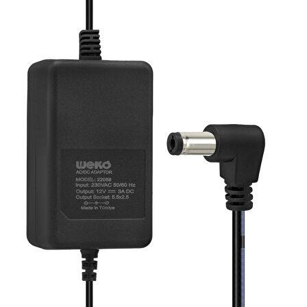 12 VOLT - 3 AMPER - 5.5*2.5 UÇLU PLASTİK KASA MASAÜSTÜ ADAPTÖR YERLİ ÜRETİM-Findit