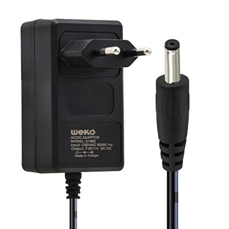 7.8 VOLT - 3 AMPER 3.5*1.35 UÇLU YERLİ ÜRETİM AC PLASTİK YAZAR KASA ADAPTÖRÜ-Findit