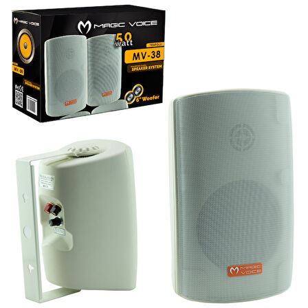 MAGI CVOICE MV-38 11 CM 50 W BEYAZ SÜTUN HOP 2Lİ TAKIM TRAFOLU-Findit