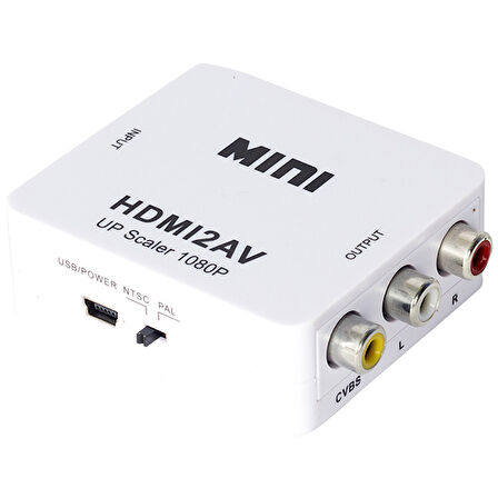 HDMI TO RCA ÇEVİRİCİ CONVERTER MİNİ MODEL PLASTİK KASA 1920X1080-Findit