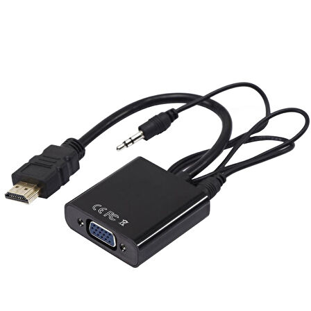 HDMI TO VGA ÇEVİRİCİ ADAPTÖR SES ÇIKIŞLI KUTULU-Findit