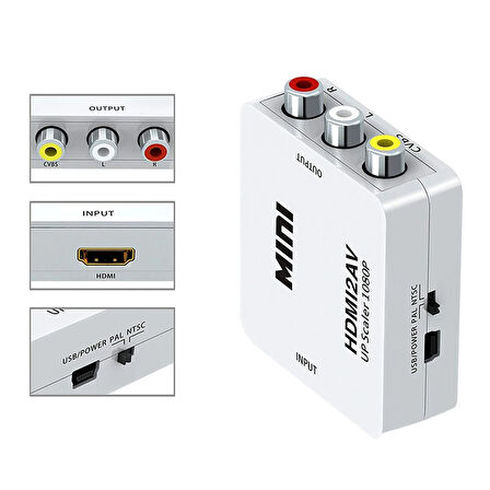 HDMI TO RCA MİNİ MODEL 1920X1080 PLASTİK KASA ÇEVİRİCİ KONVERTÖR-Findit