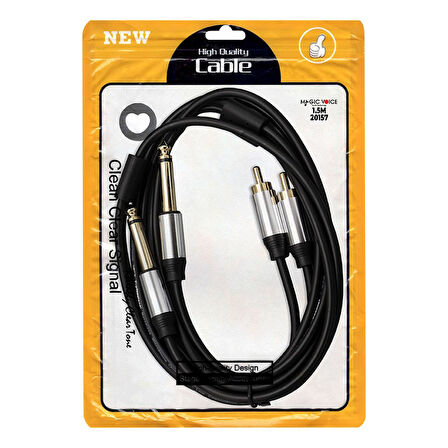 LD398 2X 6.3MM MONO ERKEK + 2X RCA ERKEK 1.5 METRE KABLO-Findit