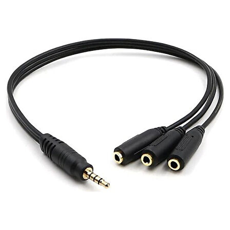 KULAKLIK ÇOKLAYICI 3.5 MM ERKEK X 1 / 3 STEREO DİŞİ X 3  - 30 CM Y KABLO-Findit